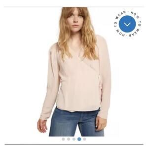 Joie Leigh 100%Silk Women's‎ V-Neck Wrap Hushed Violet Top Size Small-$298